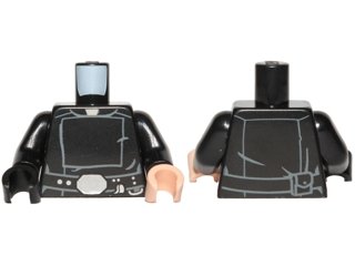 Torso SW Jedi Robe, Belt with Silver Accessories Pattern / Black Arms / Light Nougat Hand Left / Black Hand Right