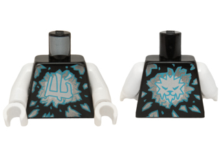 Torso Ninjago with Dark Azure and Silver Shards and White Ninjago Logogram 'Ice' Pattern / White Arms / White Hands