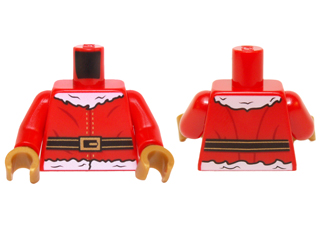 Torso Santa Jacket with Fur and Black and Gold Belt Pattern / Red Arms / Pearl Gold Hands
