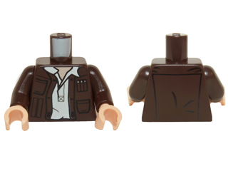 Torso SW Open Jacket with Pockets and Gadgets and White Open Undershirt with Collar Pattern / Dark Brown Arms / Light Nougat Hands