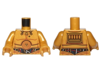 Torso SW C-3PO with Dark Blue, Red and White Wires Pattern / Pearl Gold Arms / Pearl Gold Hands