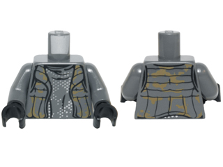 Torso SW Vest with Dark Tan Camouflage over Shirt with Silver Dots Pattern / Dark Bluish Gray Arms / Black Hands