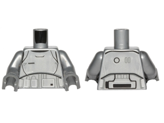 Torso SW Armor Stormtrooper Ep. 7 with Black, Gray and Silver Lines Pattern (Captain Phasma) / Flat Silver Arms / Dark Bluish Gray Hands