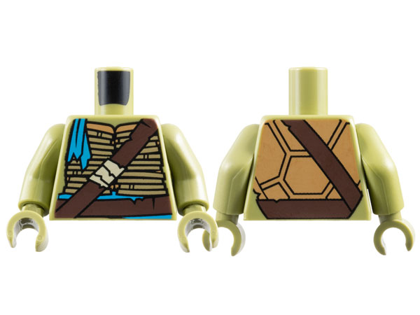 Torso Turtle Shell with Dark Brown Belts and Dark Azure Bandana Pattern / Olive Green Arms / Olive Green Hands