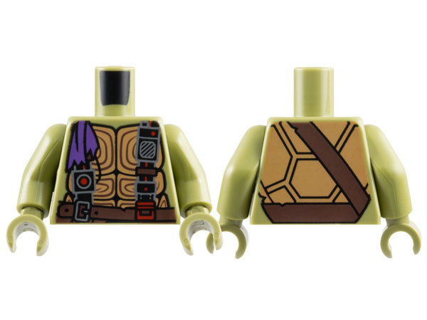 Torso Turtle Shell with Dark Brown Belt, Black Straps and Purple Bandana Pattern / Olive Green Arms / Olive Green Hands