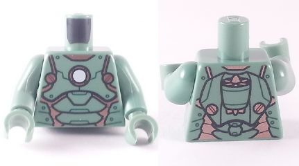 Torso Scuba Armor with White Circle on Front and Turbine on Back Pattern (Scuba Iron Man) / Sand Green Arms / Sand Green Hands