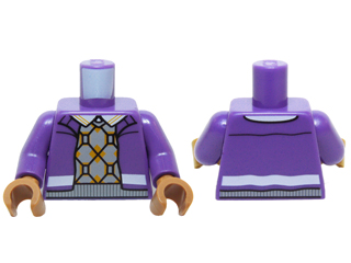 Torso Jacket over Light Bluish Gray and Orange Argyle Sweater Vest Pattern / Dark Purple Arms / Medium Nougat Hands