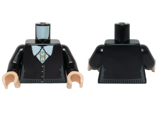 Torso Female Outline V-neck Sweater over White Shirt with Scalloped Collar Pattern / Black Arms / Light Nougat Hands