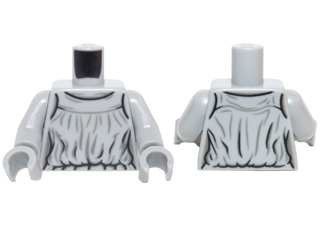 Torso Female Outline Sleeveless Dress Bodice with Gray and Black Fabric Lines Pattern / Light Bluish Gray Arms / Light Bluish Gray Hands