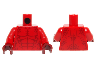 Torso Bare Chest with Muscles and Dark Red Spots Pattern / Red Arms / Dark Red Hands