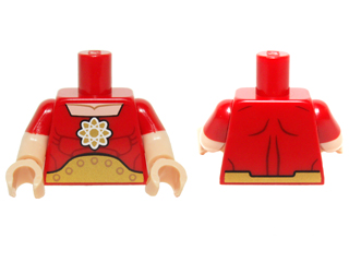 Torso Muscles, Gold Atomic Symbol and Large Belt Pattern / Light Nougat Arms with Molded Red Short Sleeves Pattern / Light Nougat Hands
