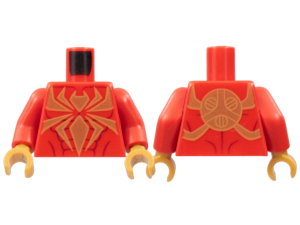 Torso Spider-Man Muscles Outline with Gold Spider Pattern (Iron Spider) / Red Arms / Pearl Gold Hands
