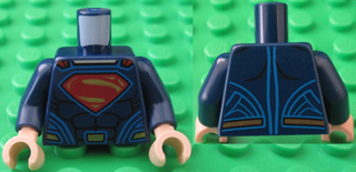 Torso Shirt with Muscles, Red and Gold Superman 'S' Logo, Gold Belt Buckle and Red Cape Clasps Pattern / Dark Blue Arms / Light Nougat Hands