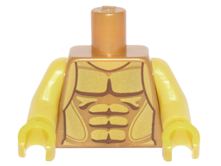 Torso Armor with Gold Plated Muscles Outline Pattern (Flying Warrior) / Yellow Arms / Yellow Hands