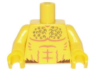 Torso Bare Chest with Muscles Outline and Curly Hair, Fur at Waist Pattern / Yellow Arms / Yellow Hands