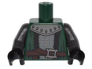 Torso Coat with Silver Armor, Black Trim and Dark Brown Belt over Chain Mail Pattern / Pearl Dark Gray Arms with Gauntlets Pattern / Black Hands