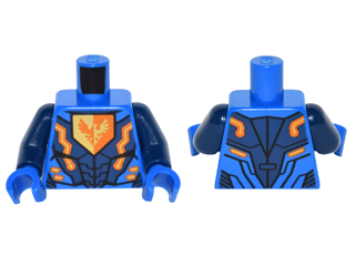 Torso Nexo Knights Armor with Orange and Gold Circuitry and Falcon on Pentagonal Shield Pattern / Dark Blue Arms / Blue Hands