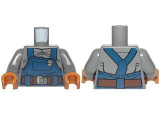 Torso Overalls Dark Blue Rumpled with Reddish Brown Belt Pattern (SW Ugnaught) / Dark Bluish Gray Arms / Medium Nougat Hands