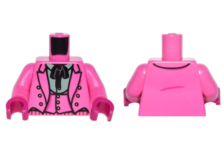 Torso Batman Suit Jacket with Vest, Sand Green Shirt with Collar and Black Tie Pattern / Dark Pink Arms / Magenta Hands