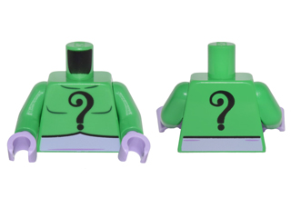 Torso Batman Black Question Mark on Chest and Back and Lavender Belt Pattern / Bright Green Arms / Lavender Hands