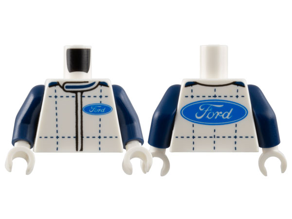 Torso Racing Suit with Blue Ford Logo and Dark Blue Stitching Pattern / Dark Blue Arms / White Hands