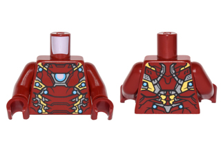 Torso Armor with Partial White and Blue Circle and Gold, Silver and Blue Plates (Mark 46) Pattern / Dark Red Arms / Dark Red Hands