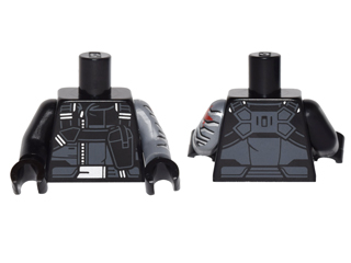 Torso Jacket Straps, Holster, Silver Zipper, Belt Buckle Pattern / Flat Silver Arm Left with Armor Plates and Red Star / Black Arm Right / Black Hands