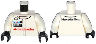 Torso Racing Suit with Mercedes-Benz and Sponsor Logos on Front and 'Mercedes-Benz' on Back Pattern / White Arms / Black Hands