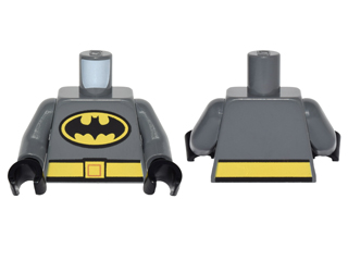 Torso Batman Logo in Yellow Oval with Yellow Belt Front and Back Pattern / Dark Bluish Gray Arms / Black Hands