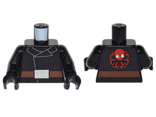 Torso Jacket with Reddish Brown Belt with Silver Belt Buckle and Red Octopus (Marvel Hydra Logo) on Reverse Pattern / Black Arms / Black Hands