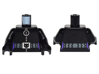 Torso Batman Female Outline, Silver Zipper with Round Pull and Belt with Cat Buckle Pattern / Black Arms / Black Hands