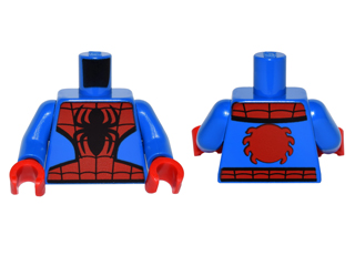 Torso Spider-Man Costume 6 Black Webs and Large Spiders Pattern / Blue Arms / Red Hands