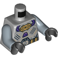 Torso Ultra Agents Villain with Armor Plates and Breathing Apparatus with Dark Purple Hoses Pattern (Sharx) / Sand Blue Arms / Black Hands