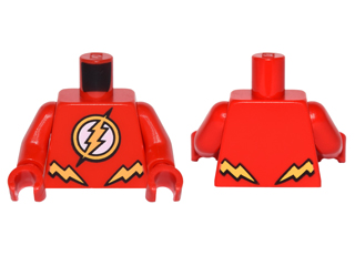 Torso Super Hero Yellow Lightning Bolt in Circle and Lightning Bolts Pattern (Flash) / Red Arms / Red Hands