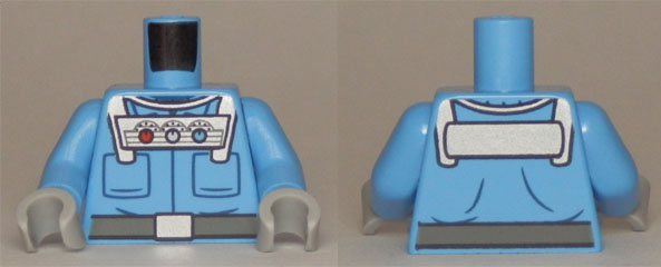 Torso Batman Pockets and Silver Control Unit with 3 Gauges, Belt with Silver Buckle Pattern / Medium Blue Arms / Light Bluish Gray Hands