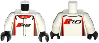 Torso Racing Suit with Audi Logo and 'R8' on Front and Back Pattern / White Arms / Black Hands