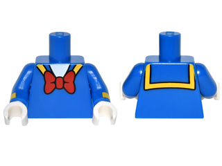 Torso Sailor Suit with Yellow Collar Trim and Large Red Bow Tie Pattern / Blue Arms with Yellow Stripe Pattern / White Hands