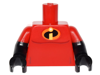 Torso Muscles Outline with Incredibles Logo Pattern / Black Arms with Molded Red Short Sleeves Pattern / Black Hands