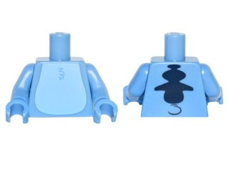 Torso Alien with Bright Light Blue Stomach, Dark Blue Spine Fins and Tail on Back Pattern / Medium Blue Arms / Medium Blue Hands