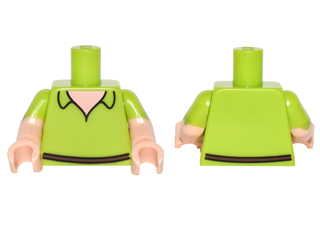 Torso Shirt with Open Collar, Light Nougat Neck, Dark Brown Belt Pattern / Light Nougat Arms with Lime Short Sleeves with Scalloped Edge Pattern / Light Nougat Hands