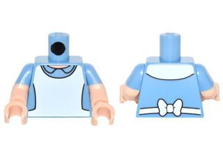 Torso Dress with Collar and White Pinafore / Apron Pattern / Light Nougat Arms with Molded Medium Blue Short Sleeves Pattern / Light Nougat Hands