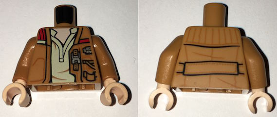 Torso SW Jacket with Pockets, Zipper and Gadgets, White Undershirt Pattern / Medium Nougat Arms / Light Nougat Hands