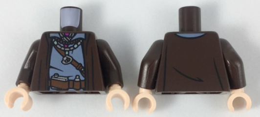 Torso SW Robe with Dark Bluish Gray Tunic, Necklace, Crossbelt and Belt with Gadgets Pattern / Dark Brown Arms / Light Nougat Hands