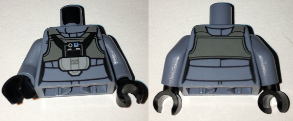 Torso SW Rebel A-wing Pilot with Dark Gray Vest and Black Front Panel with Breathing Apparatus Pattern / Sand Blue Arms / Black Hands