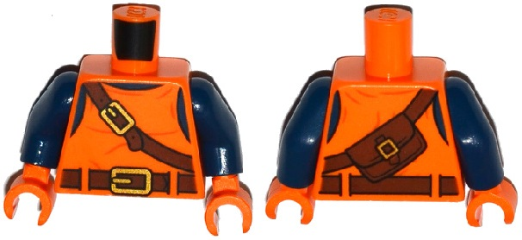 Torso Top with Belts, Bag on Back Pattern / Dark Blue Arms / Orange Hands