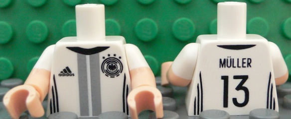 Torso Soccer Shirt with Adidas Logo, 4 Stars and Eagle Front, 'MÜLLER 13' Back Pattern / Light Nougat Arms with Molded White Short Sleeves Pattern / Light Nougat Hands