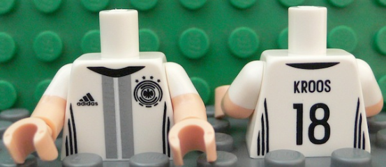 Torso Soccer Shirt with Adidas Logo, 4 Stars and Eagle Front, 'KROOS 18' Back Pattern / Light Nougat Arms with Molded White Short Sleeves Pattern / Light Nougat Hands