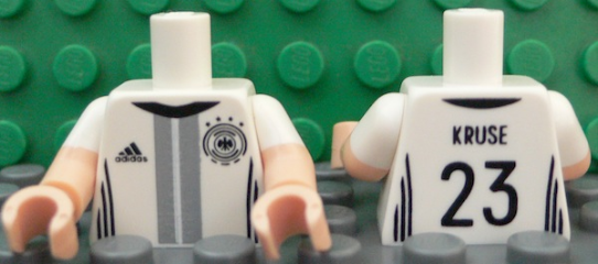 Torso Soccer Shirt with Adidas Logo, 4 Stars and Eagle Front, 'KRUSE 23' Back Pattern / Light Nougat Arms with Molded White Short Sleeves Pattern / Light Nougat Hands