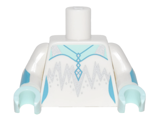 Torso Dress with Silver Jagged Lines, Dots, Straps, and Pendant Pattern / White Arms with Dark Azure Jagged Cuffs Pattern / Light Aqua Hands