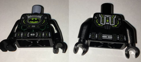 Torso Batman Logo in Lime Oval with Body Armor and Silver Belt Pattern / Black Arms / Black Hands